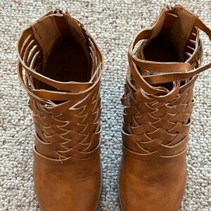Rue21 Brown Ankle Booties with Woven Design